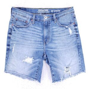 Levis Signature Jean Shorts Denim Cotton Men SZ 32 Blue Straight Stretch VTG 90s